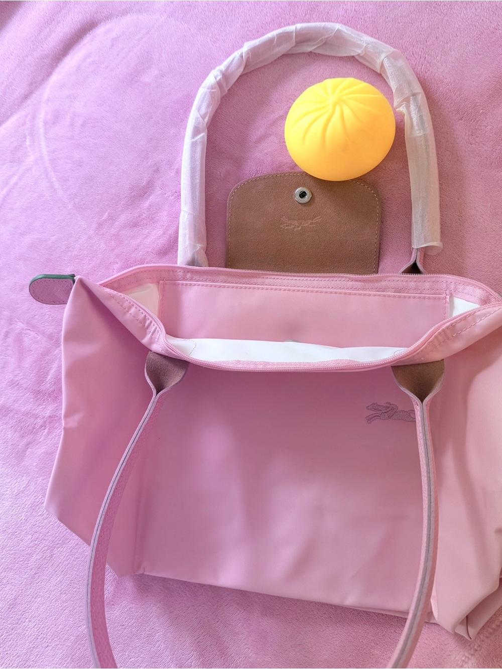 Longchamp Pink Nylon Medium Tote with Top Handles